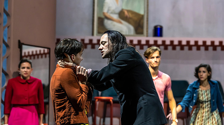 France Marseille 2021-10-31, Rehearsal of TARTUFFE text by Moliere directed by Macha Makeieff at the Theatre National de la Criee Marseille. Photograph by Pascal Gely / Hans Lucas
France Marseille 2021-10-31, Repetition de TARTUFFE texte de Moliere mise en scene de Macha Makeieff au Theatre National de la Criee Marseille. Photographie de Pascal Gely / Hans Lucas