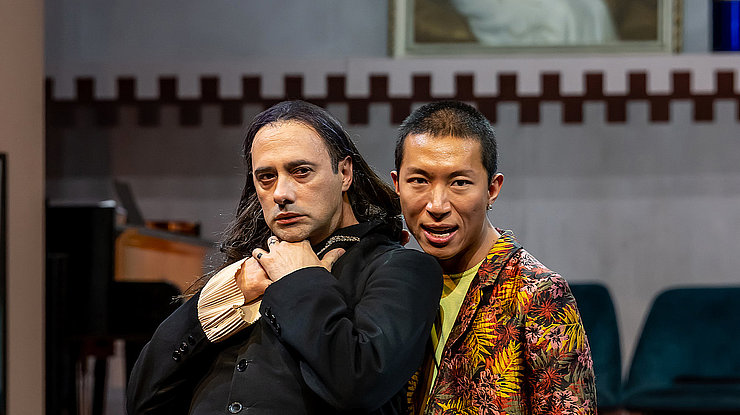 France Marseille 2021-10-30, Rehearsal of TARTUFFE text by Moliere directed by Macha Makeieff at the Theatre National de la Criee Marseille. Photograph by Pascal Gely / Hans Lucas
France Marseille 2021-10-30, Repetition de TARTUFFE texte de Moliere mise en scene de Macha Makeieff au Theatre National de la Criee Marseille. Photographie de Pascal Gely / Hans Lucas
